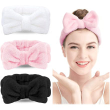 Wholesale fashionable bow turban hairbands velvet fluffy head bands face wash makeup headbands Spa hair bands for women